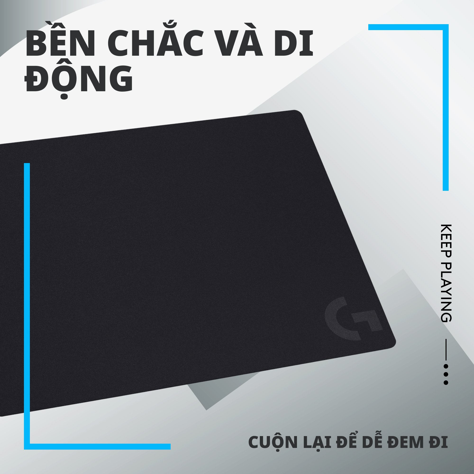 Bàn di chuột game Logitech G240 (Size L) tấm lót chuột chơi game bằng vải, tối ưu cho chơi game, ma sát, chống trượt kích thước 340x280x1mm (dài x rộng x dày)  - Hàng Chính Hãng