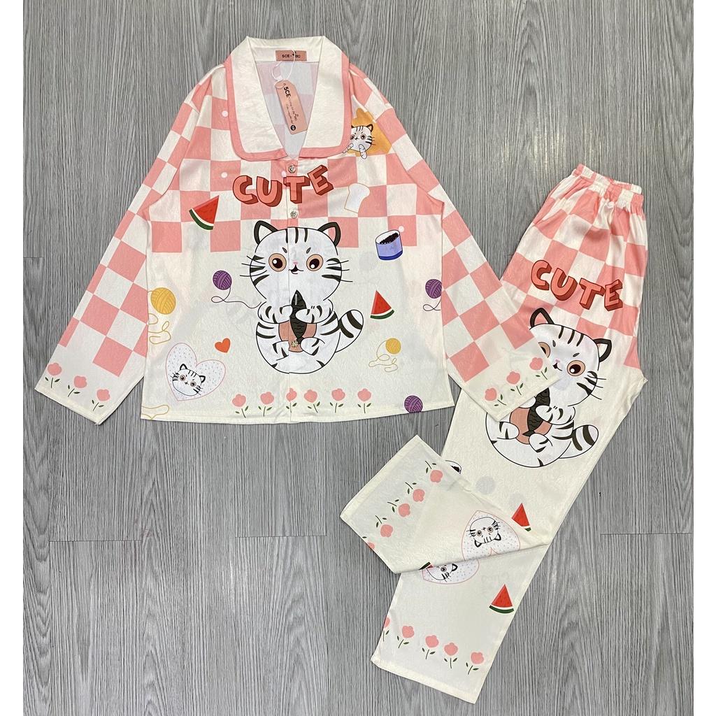 Đồ Bộ Pyjama lụa xước ánh kim cao cấp chuẩn loại 1
