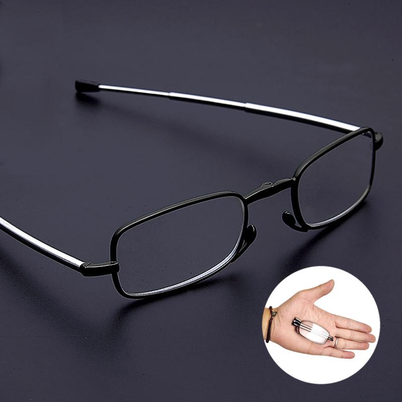 Kính Đọc Sách Gấp Đồng Hồ Nam Thép Không Gỉ Từ Hộp Presbyopic Kính 1.00 1.50 2.00 2.50 3.00 3.50