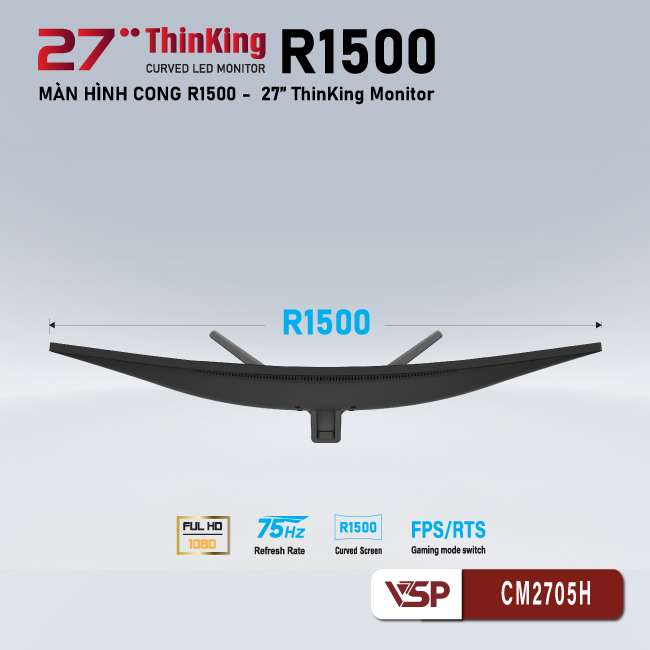 Màn hình VSP CM2705H Gaming cong 27inch - Hàng chính hãng TECH VISION phân phối