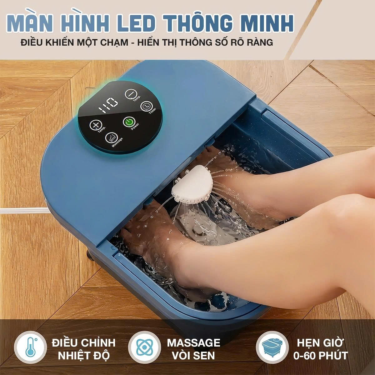 Bồn ngâm chân gấp gọn có 6 con lăn OKACHI JP-100