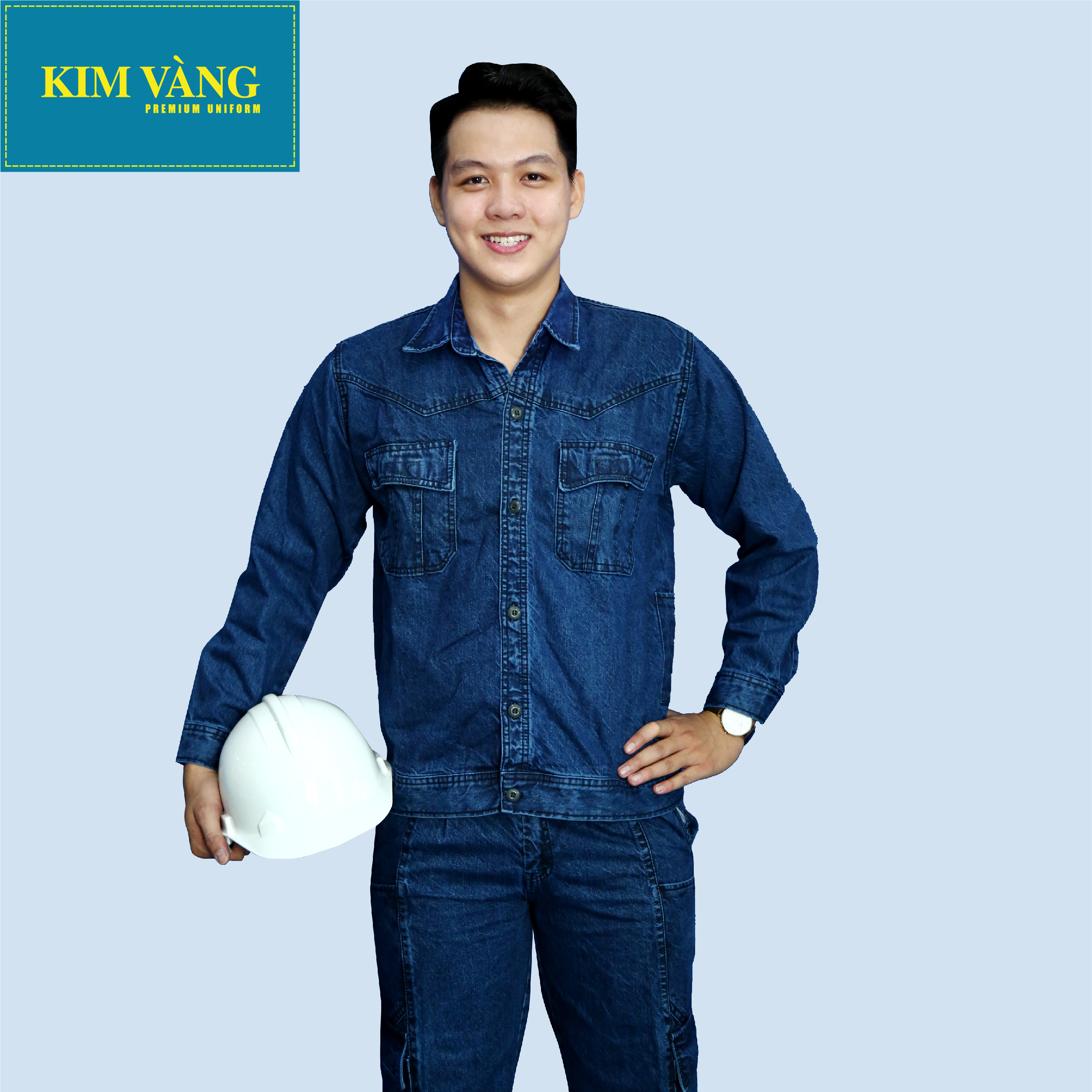[KIM VÀNG] Bộ đồng phục điện lực cho nam nữ đồ phục bảo hộ lao động chất liệu vải jean cao cấp