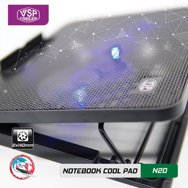 ĐẾ TẢN NHIỆT VSP COOLER N20 (2*Fan 14cm) - giao ngẫu nhiên - 1984 - hàng nhập khẩu