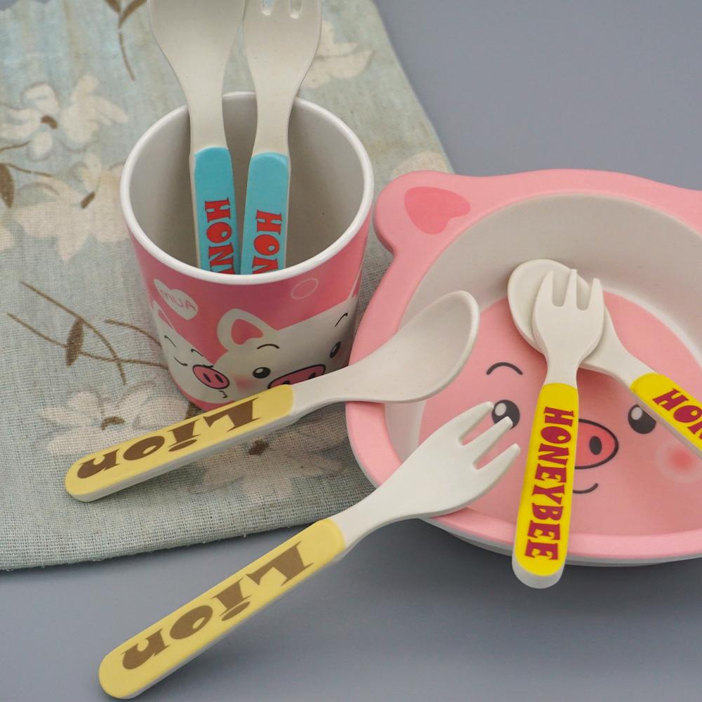 5 Chiếc Bé Tre Tự Nhiên Bộ Đồ Ăn Tre Bát Ăn Cho Bé Trẻ Em Bộ Đồ Ăn Hình Hoạt Hình Dễ Thương Bát Bộ Trẻ Em Tiện Dụng