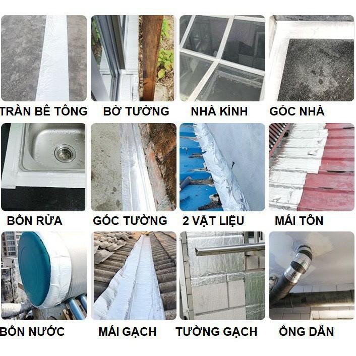 Keo dán CHỐNG THẤM đa năng cho tường, trần nhà, mái tôn, ống nước, bể nước, xô chậu, phao bơi, bể bơi 5*5CM