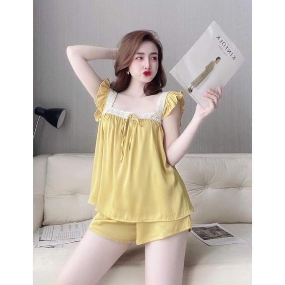 Đồ Bộ Sexy Nữ, Đồ Ngủ Mặc Nhà Hai Dây Quần Short Chất Lụa Latin Cao Cấp
