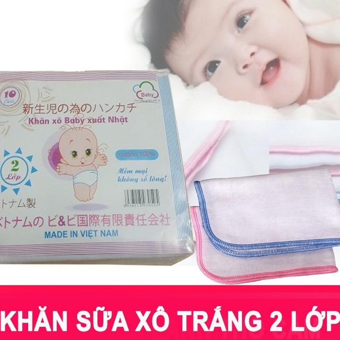 Bộ 10 Khăn xô sữa baby xuất nhật 2 lớp 30x30cm