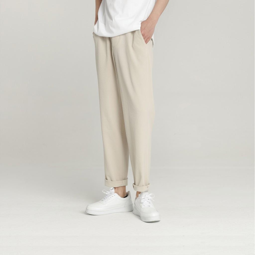 Quần Baggy Kaki unisex N7 Basic nam nữ cạp chun ống rộng phong cách Hàn Quốc