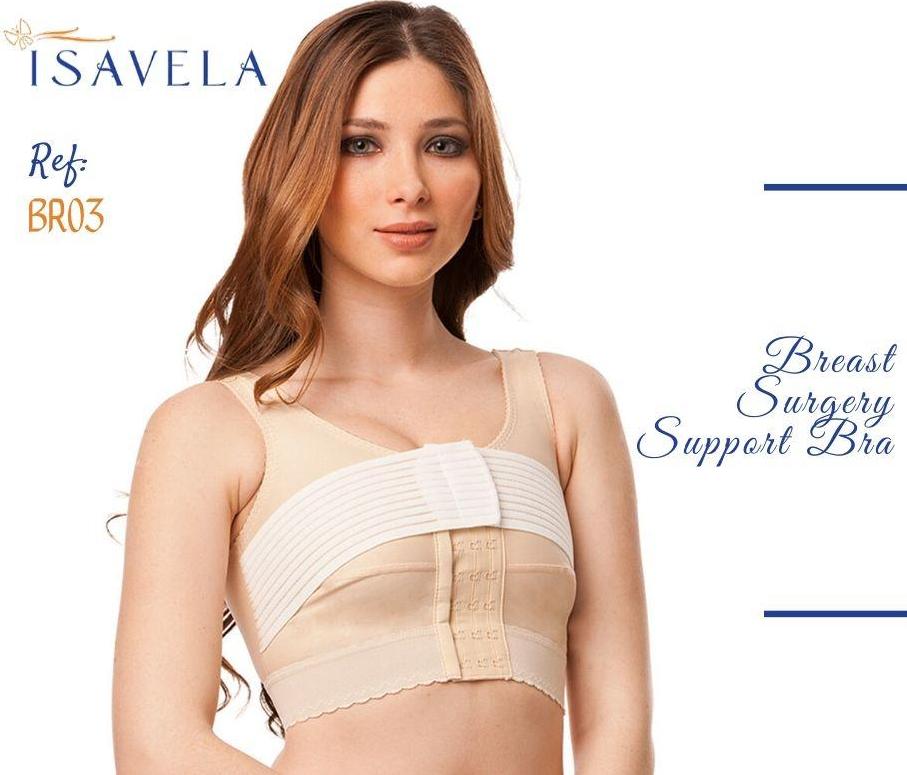 ISAVELA BR03 - Áo ngực định hình sau phẫu thuật, có dải đai ổn định ngực liền áo - Sử dụng hiệu quả sau nâng ngực
