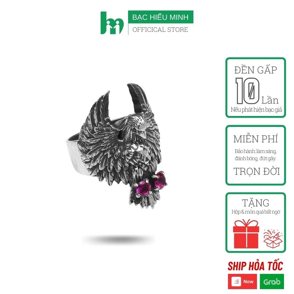 Nhẫn Nam Bạc Hiểu Minh NA585 - Hình Đại Bàng - Bảo Hành Vĩnh Viễn ( Hàng Chính Hãng )