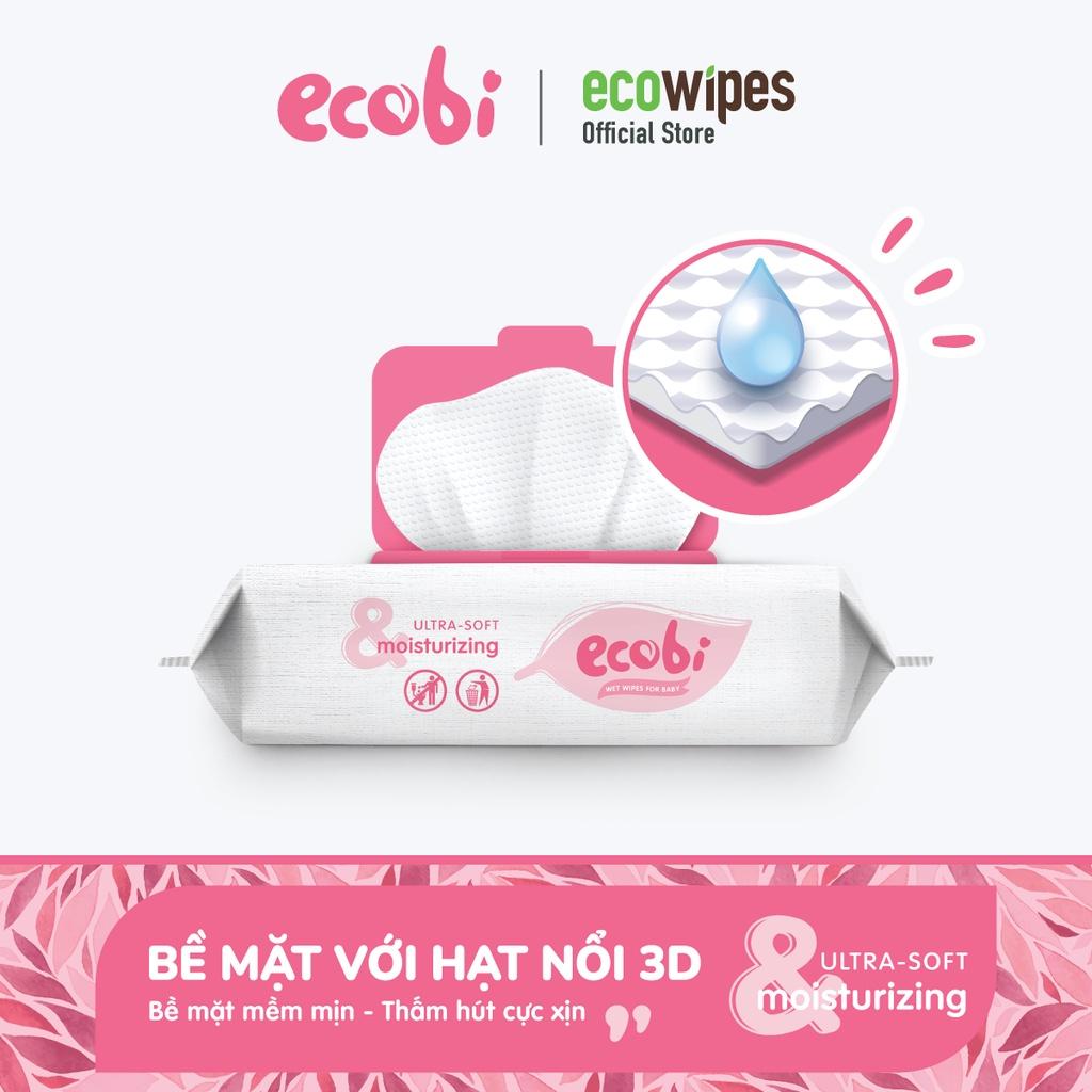 Thùng 24 gói khăn ướt cho bé Ecowipes Ecobi gói 80 tờ Hương dịu nhẹ không cồn không paraben an toàn cho trẻ sơ sinh