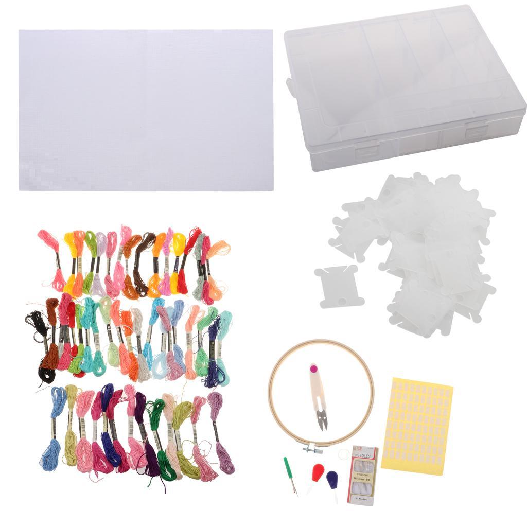 Embroidery Starter Kit with 50 Color Threads & Cross Stitch Hoops & Needles