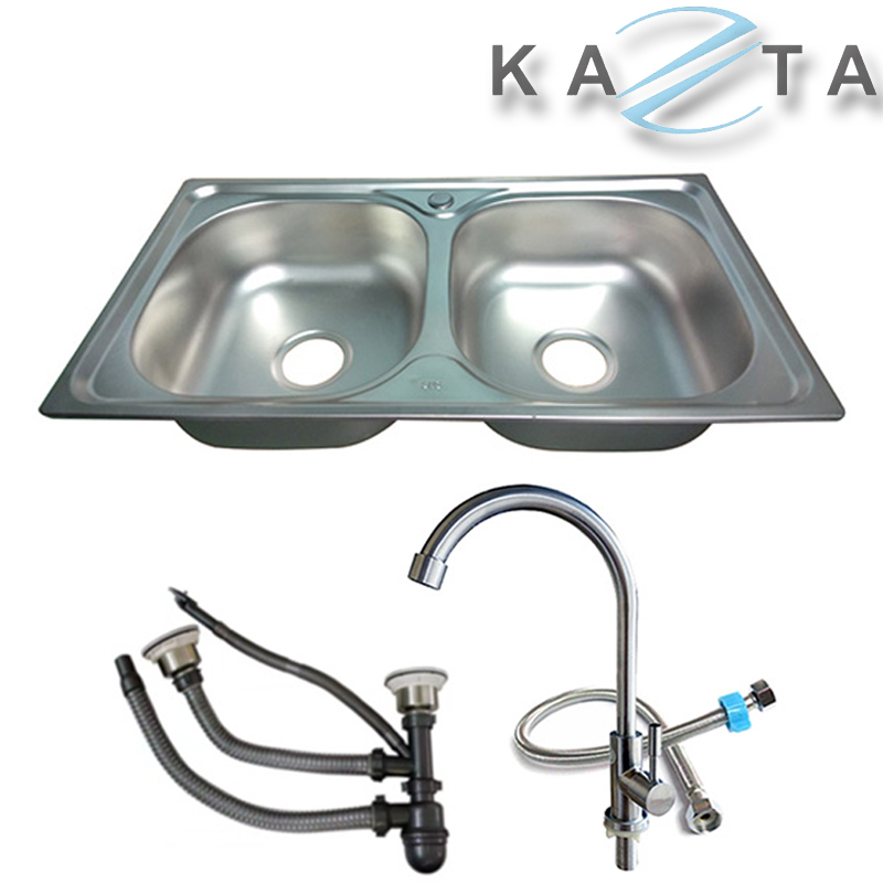 Bộ chậu rửa bát Kazta KZ-CB7843L kèm vòi lạnh inox 304
