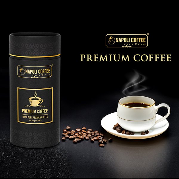 Cà Phê cao cấp từ Arabica/Robusta hạt sạch Cầu Đất Napoli Premium Coffee Lon 500g