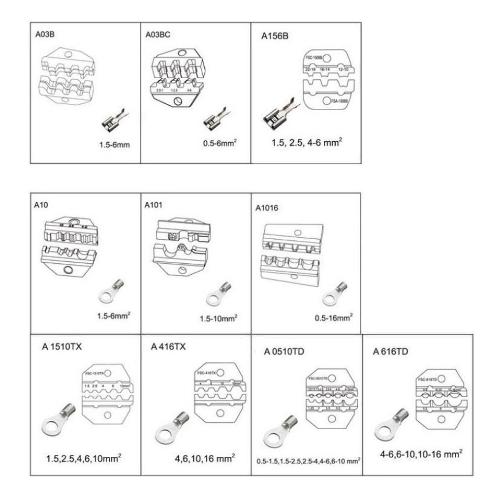 4x Interchangeable Die Set Pliers Attachment Jaws For Crimping Tools