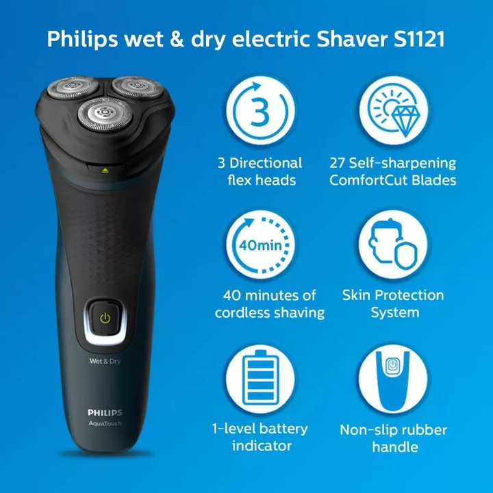 Máy cạo râu khô và ướt Philips AquaTouch S1121/41-Nhập khẩu chính hãng