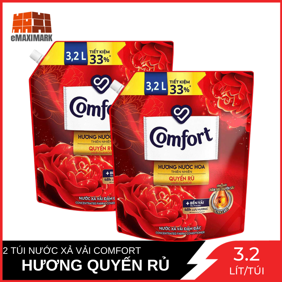 Combo 2 Túi Nước Xả Vải Comfort Hương Nước Hoa Quyến Rủ Túi 3.2L x2