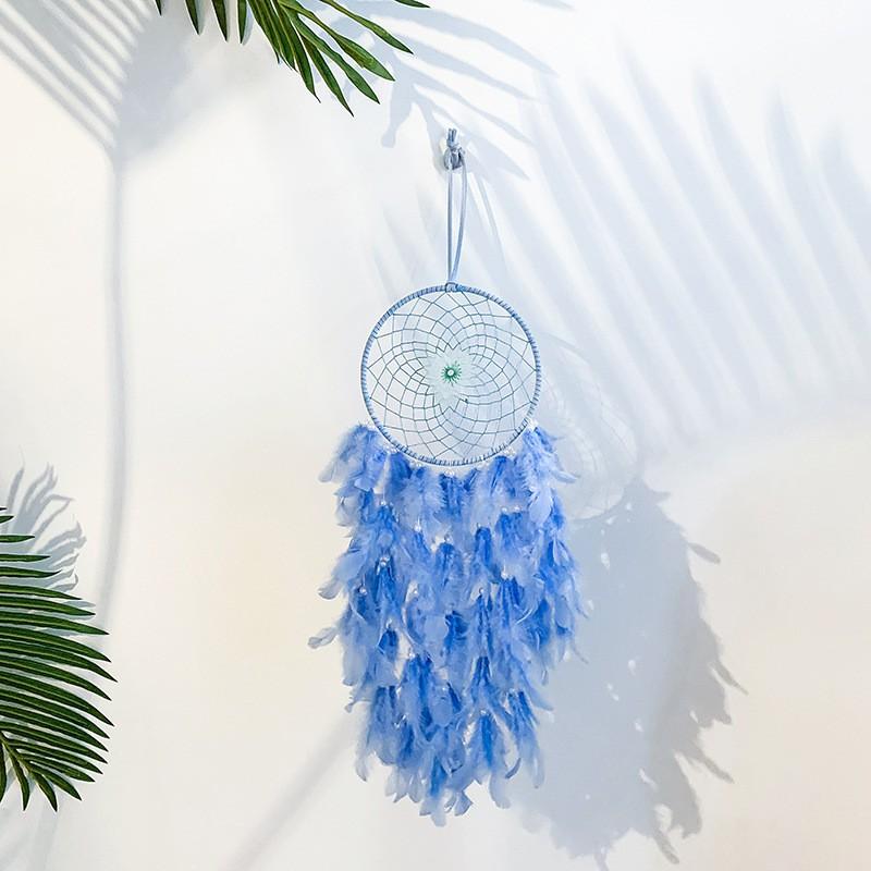 Đồ treo trang trí phòng Dreamcatcher lông vũ tặng kèm đèn led