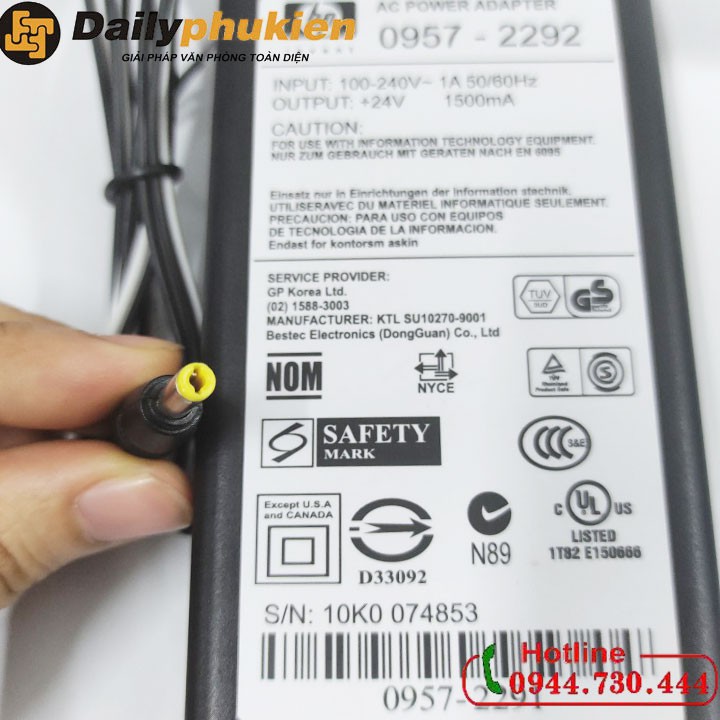 Adapter nguồn cho máy scan HP 24v 1500ma