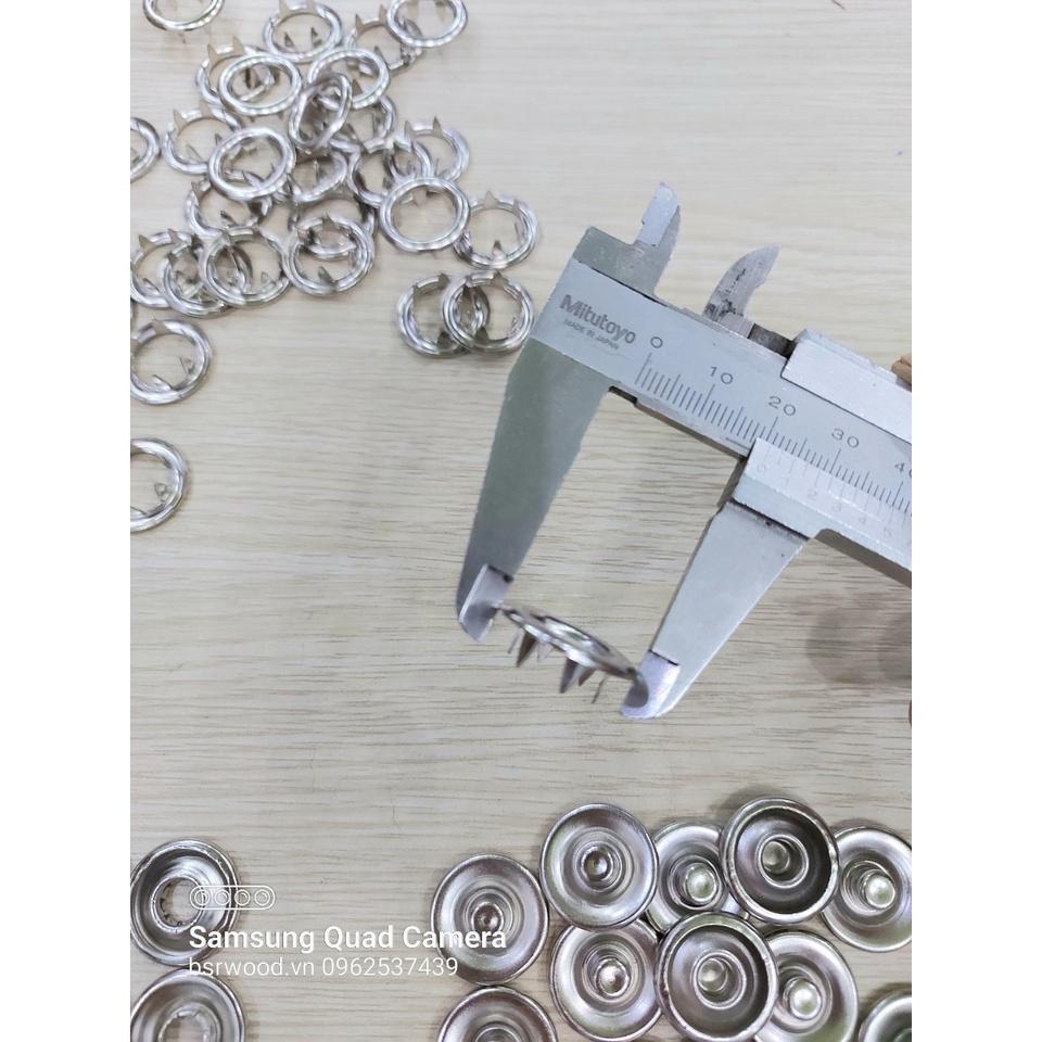 Nút bấm 5 chấu Cúc áo 4 thành phần Bằng thau không gỉ Màu bạc Size lớn 13mm, 15mm, 17mm, 20mm Bịch 10 bộ