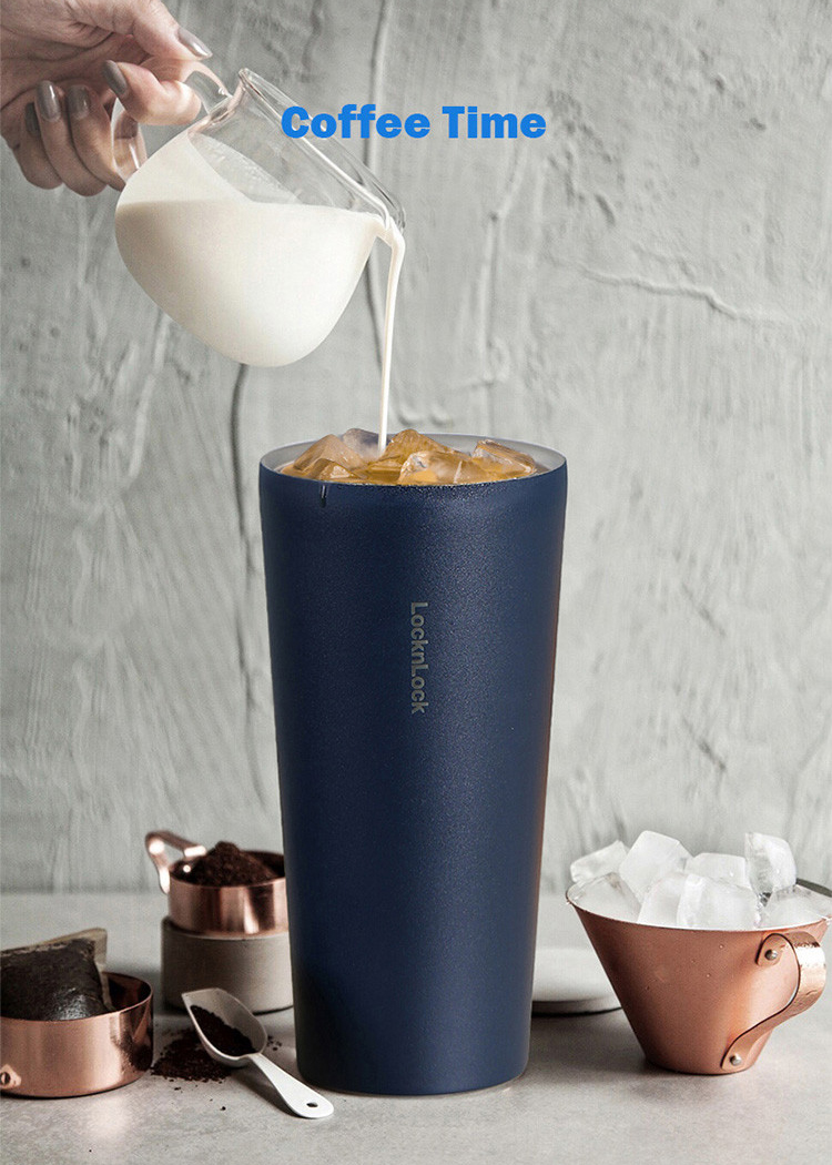 Ly giữ nhiệt LocknLock 550ml màu xanh navy LHC3249NVY - Hàng chính hãng, mở nắp một chạm, chất liệu thép không gỉ miệng ly rộng - JoyMall