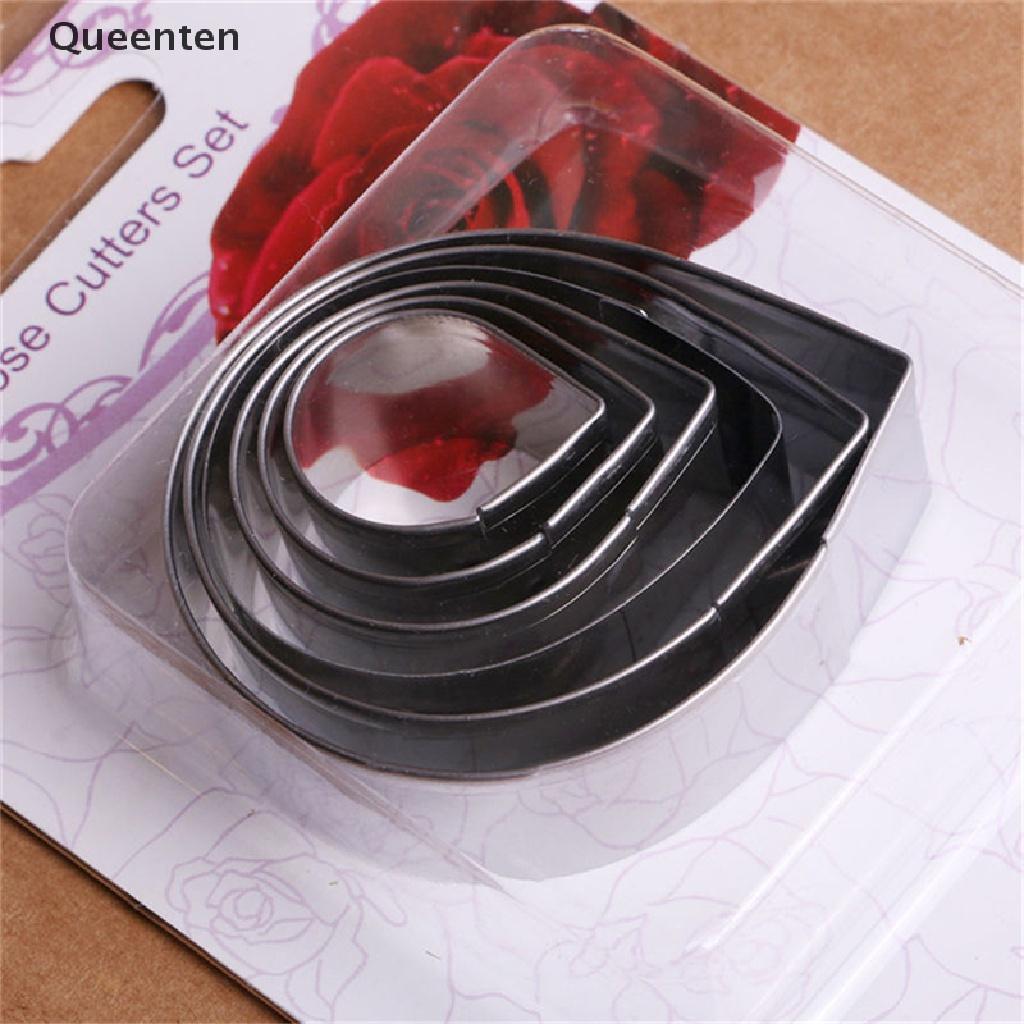 Queenten 6PCS/Set Rose Petal Mold for Cake Decor Fondant Sugarcraft Cutters Tools Mould QT