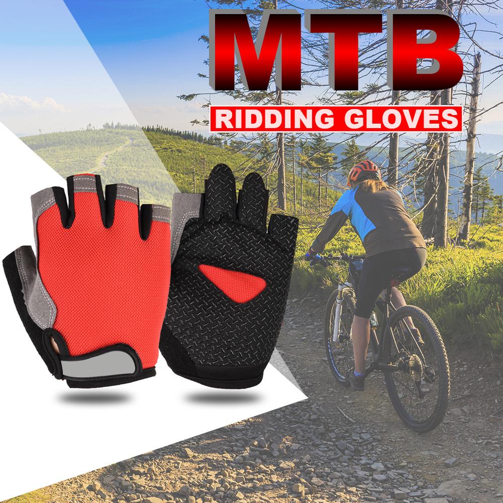 Găng Tay Xe Đạp MTB Găng Tay Nửa Ngón Chống Trượt Chống Mồ Hôi Nam Nữ Thoáng Khí Chống Sốc Găng Tay Thể Thao Xe Đạp Găng Tay Xe Đạp Color: Black Size: XL