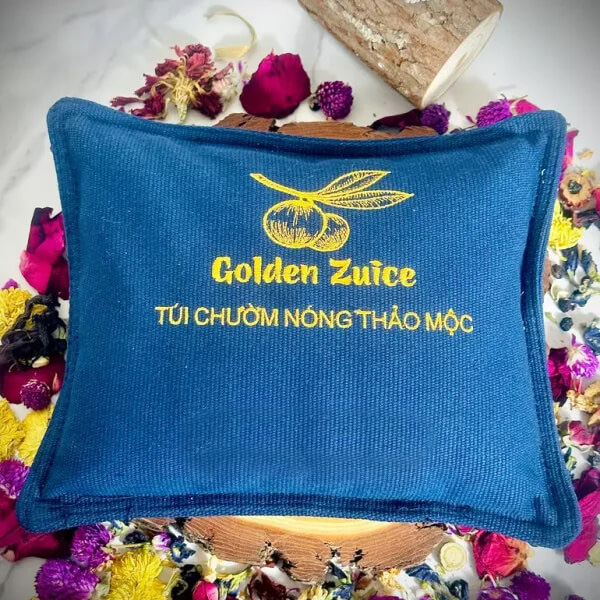 Túi chườm nóng thảo mộc Golden Zuice, chữ thêu, màu xanh