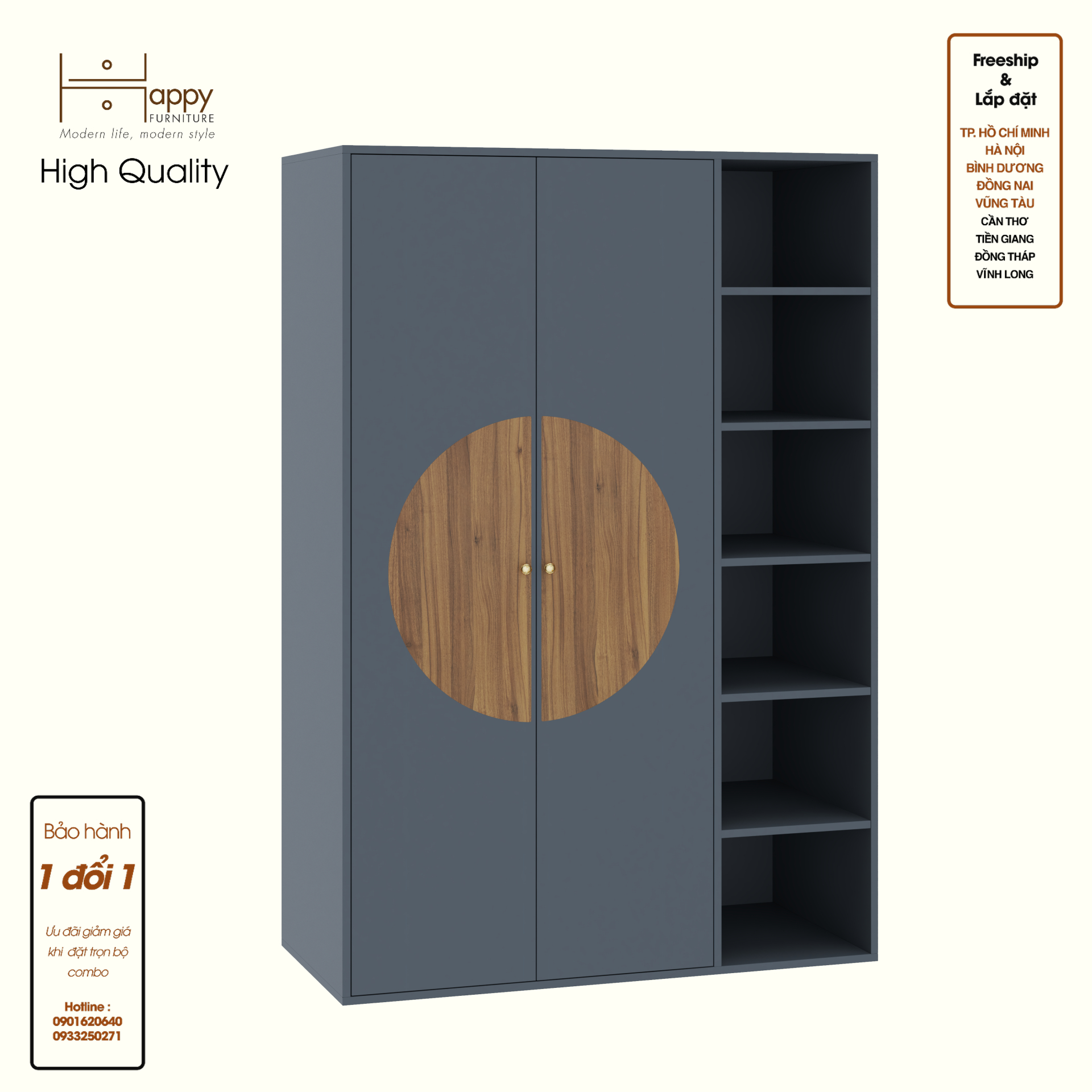[Happy Home Furniture] BANA, Tủ quần áo 2 cánh mở, 120cm x 56cm x 176cm ( DxRxC), TCM_127