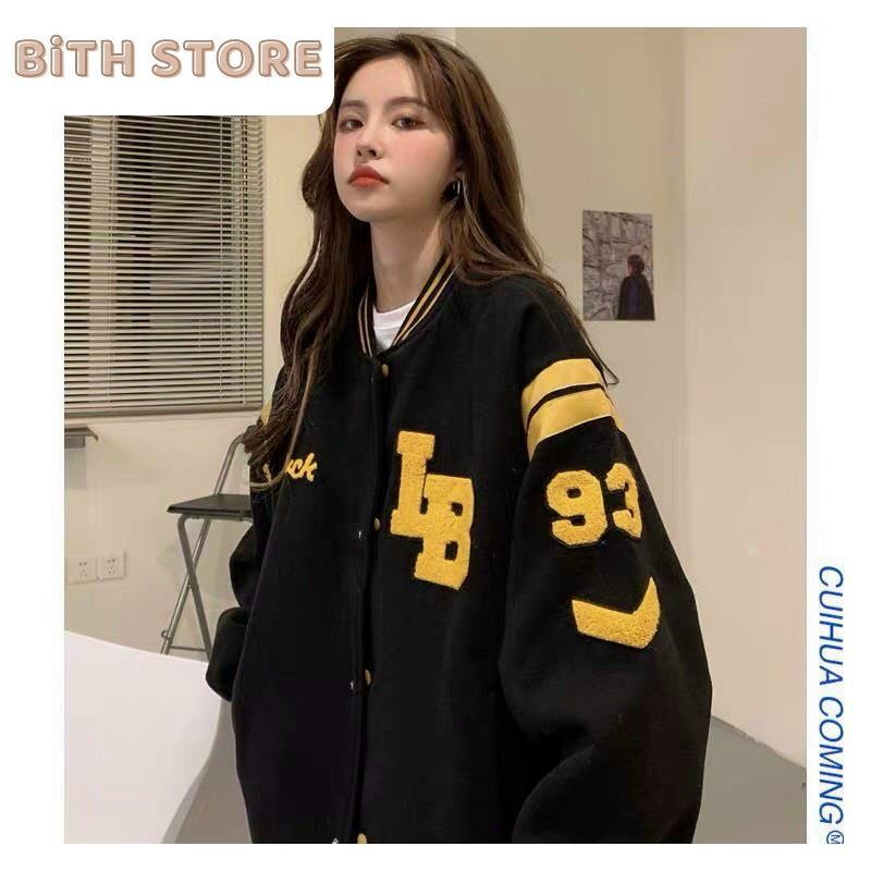 Áo khoác nỉ bomber unisex cúc bấm chất nỉ dày dặn in logo IB 93  (hình thật)  Vải Mềm Mịn Đường May Kỷ Đẹp