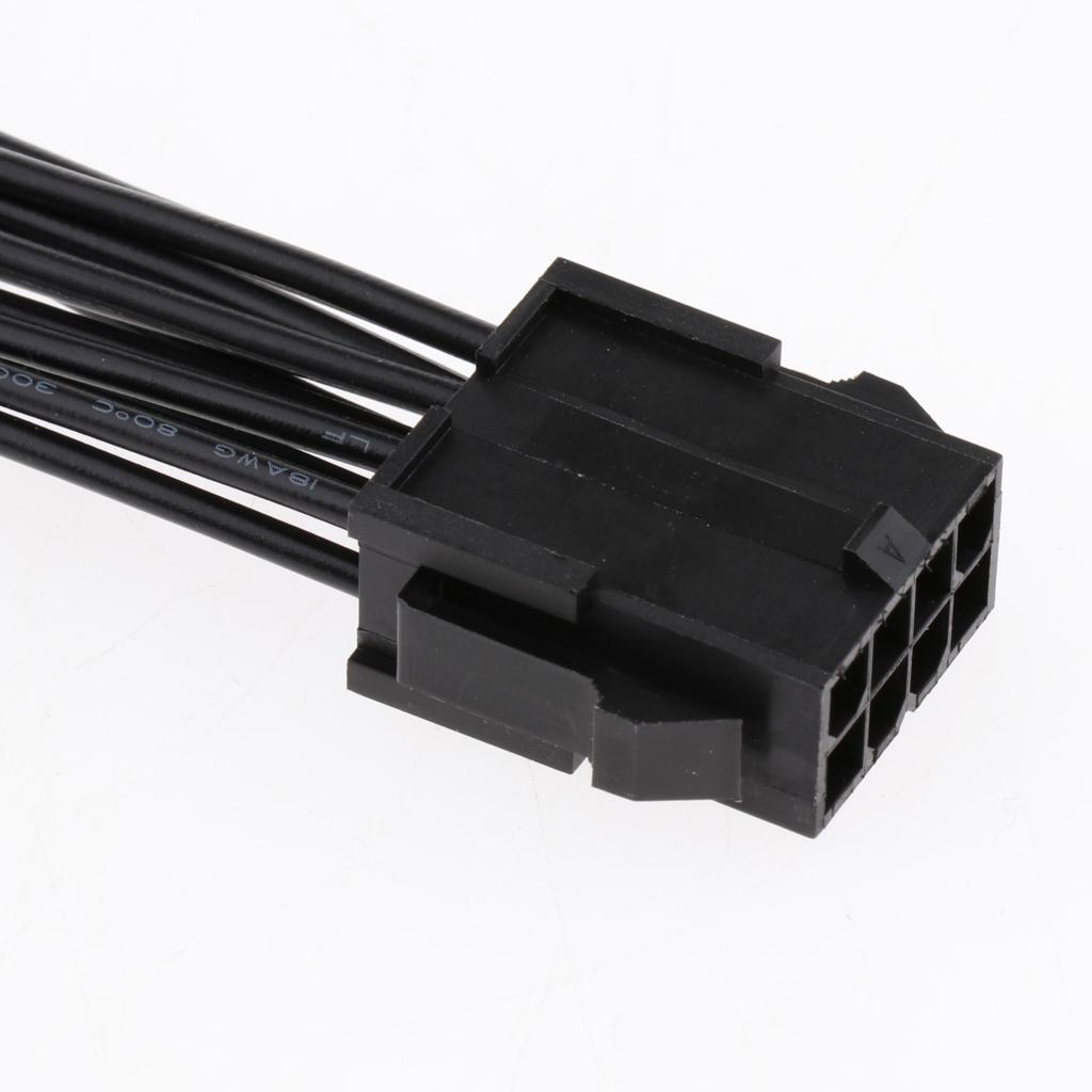2pcs 20cm 8Pin to 8Pin+4Pin CPU PSU Power Supply Converter Cable Cord Black