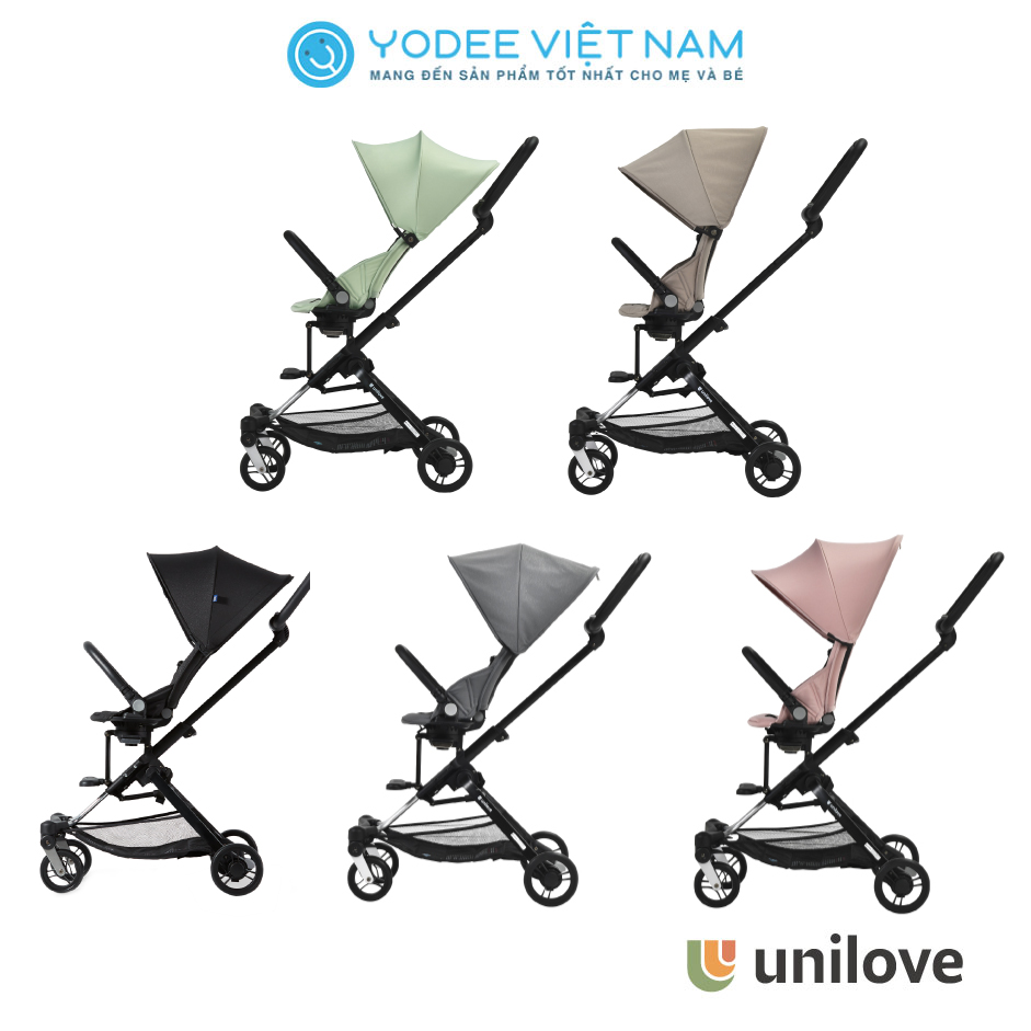 Unilove Xe đẩy siêu nhẹ 2 trong 1 On The Go dễ dàng gấp gọn, có mái vòm chống tia UV và ghế ngồi xoay 360 độ