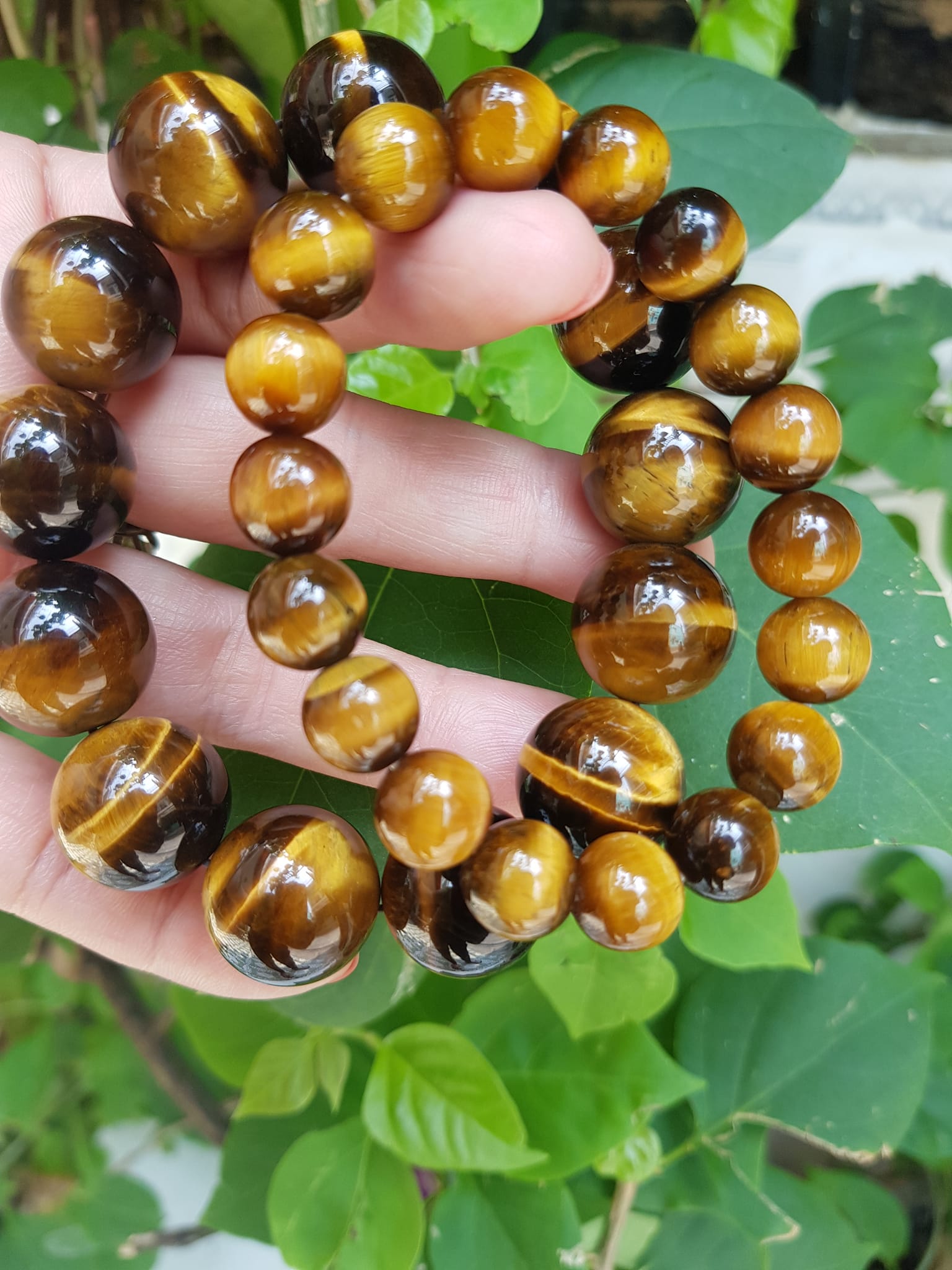 Vòng tay cặp Đá Mắt Hổ Tự Nhiên Vàng Nâu đem lại sự giàu có may mắn Vòng phù hợp với vợ chồng anh chị mệnh Thổ và mệnh Kim ạ Cặp vòng size 10mm và 16mm đeo rất đẹp tốt ạ