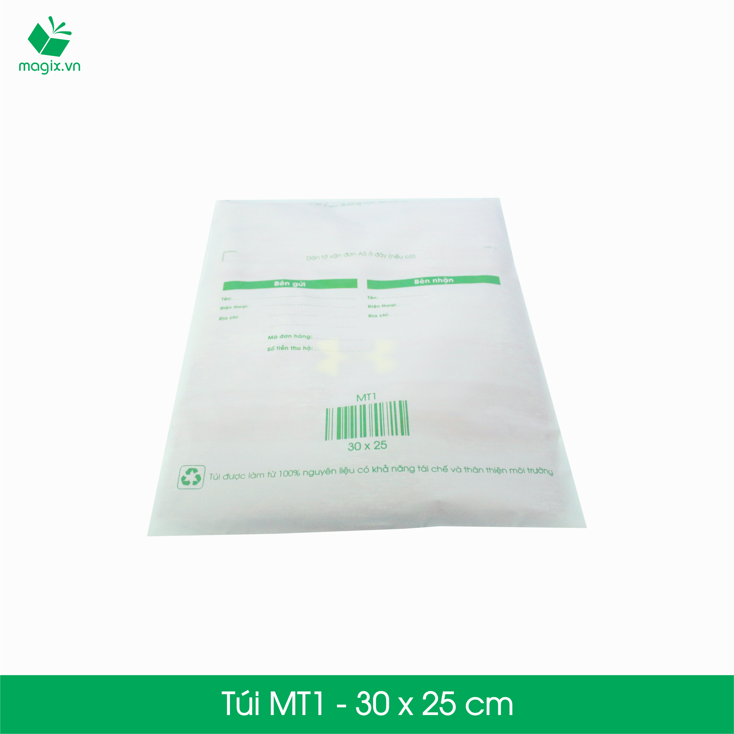 MT1 - 30x25 cm - 300 Túi nilon (tự phân hủy sinh học) đóng hàng