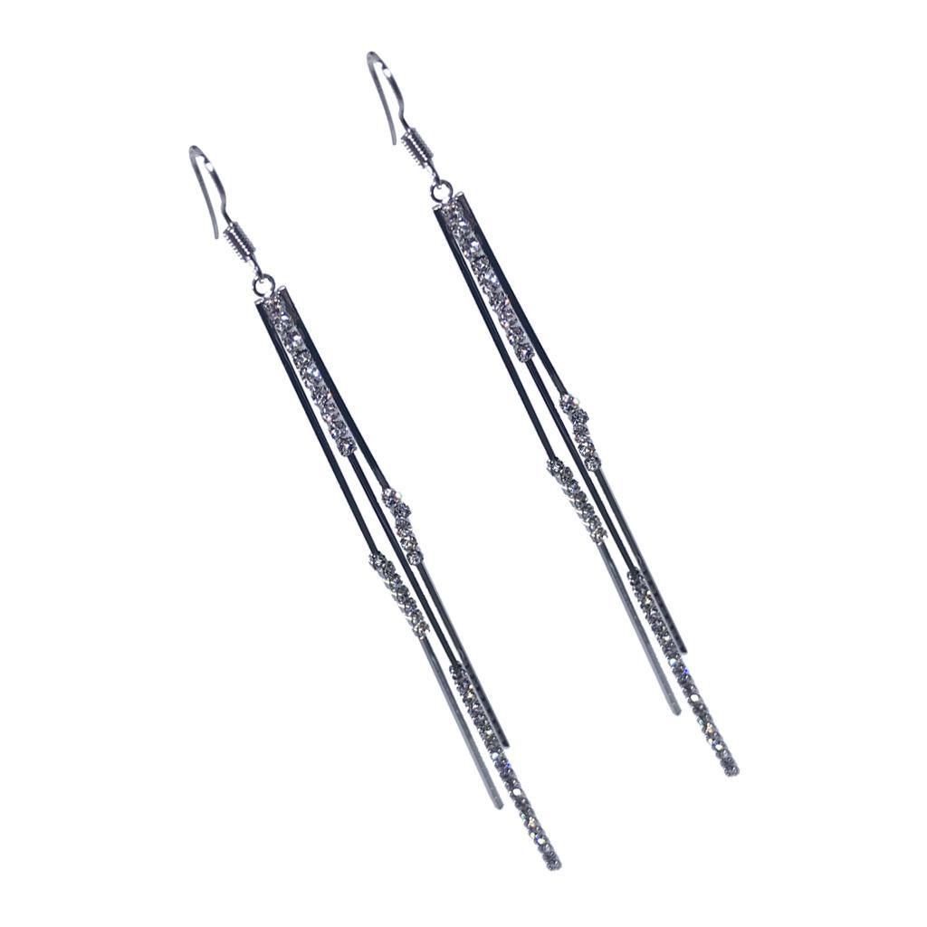 Silver Crystal Earrings Tassel Earrings Long Chain Pendant Earrings Gifts