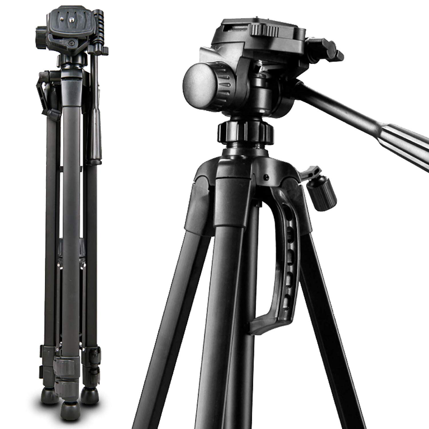 Giá đỡ tripod 3 chân cao 1.4 mét, tải 3kg, tặng kèm kẹp 2 lỗ chắc chắn và remote bluetooth