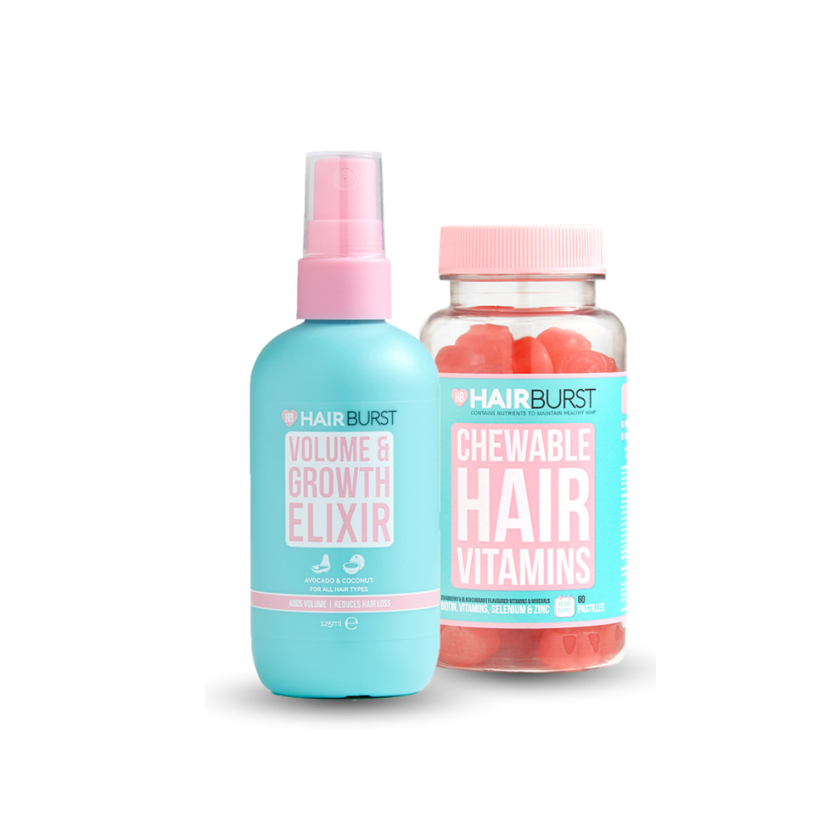 Combo Kẹo Dẻo + Xịt Dưỡng Làm Phồng, Kích Thích Mọc Tóc HAIRBURST 125ml + 60 Viên