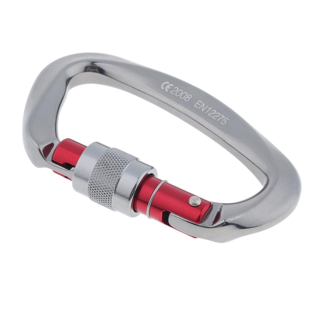 2Pcs 25KN D Type Screw Lock Carabiners Outdoor Clips Hammocks