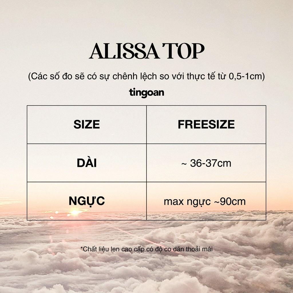 Áo len ngắn tay viền đen chống nhăn đen tingoan ALISSA TOP/BL