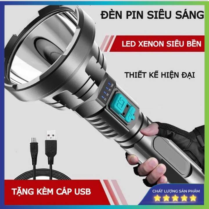 Đèn pin siêu sáng Flashlight F-901 Cầm Tay Chiếu Xa 500M , Pin Trâu , Chông Nước , 3 Chế Độ
