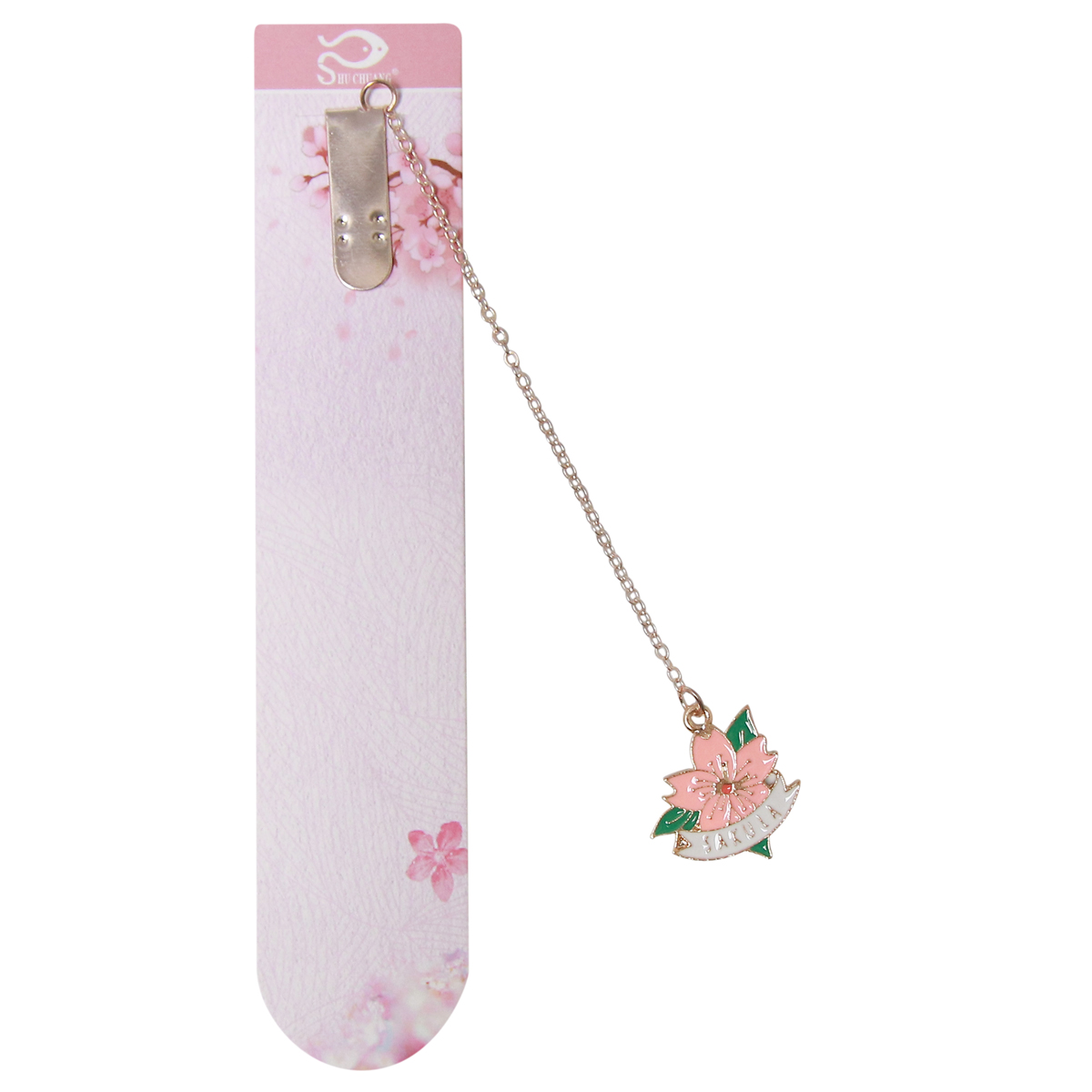 Bookmark Kẹp Sách Kim Loại Phối Charm Hình Hoa Sakura - Mẫu 4