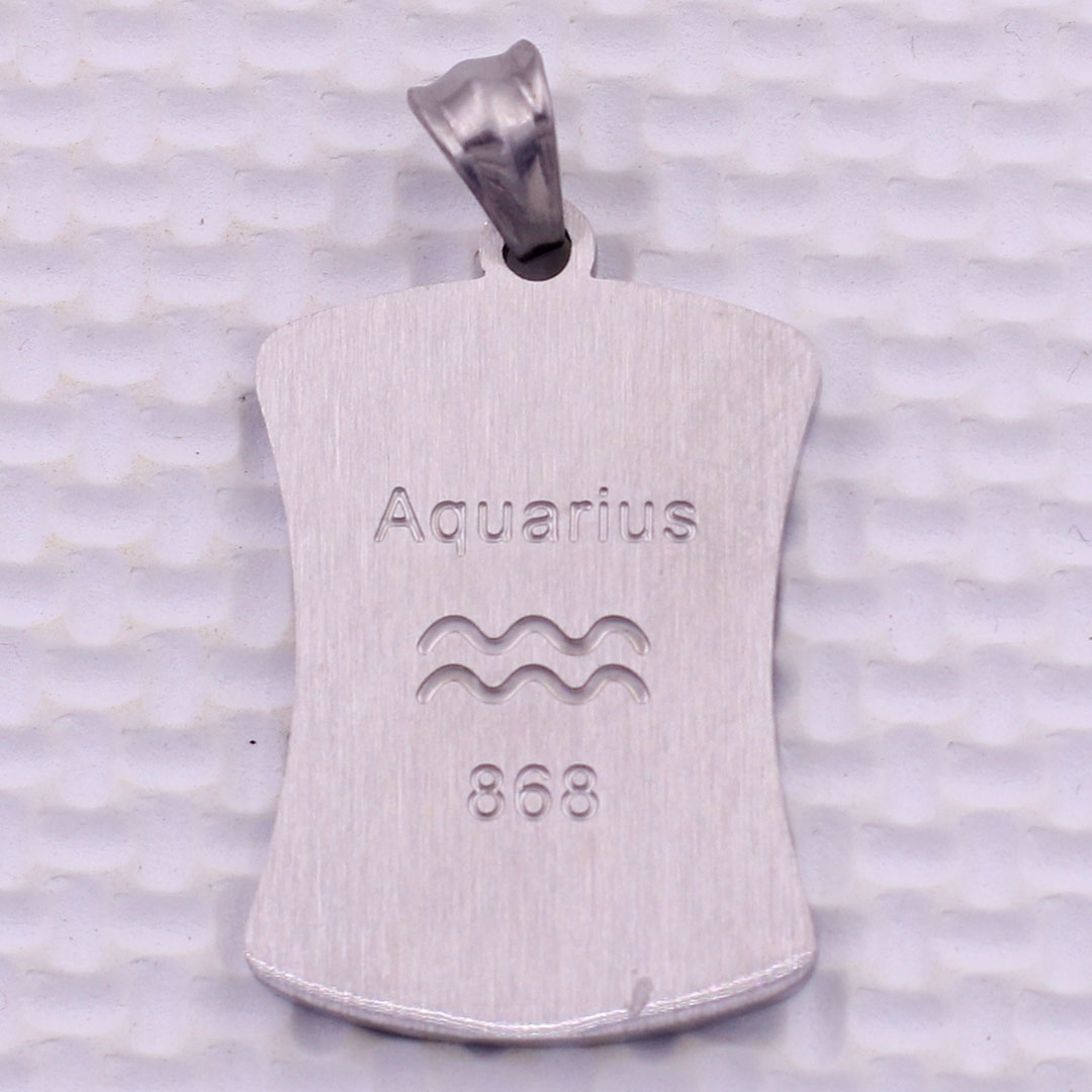 Mặt dây chuyền cung Bảo Bình - Aquarius inox trắng kèm vòng cổ dây chuyền inox trắng + móc inox trắng, Cung hoàng đạo