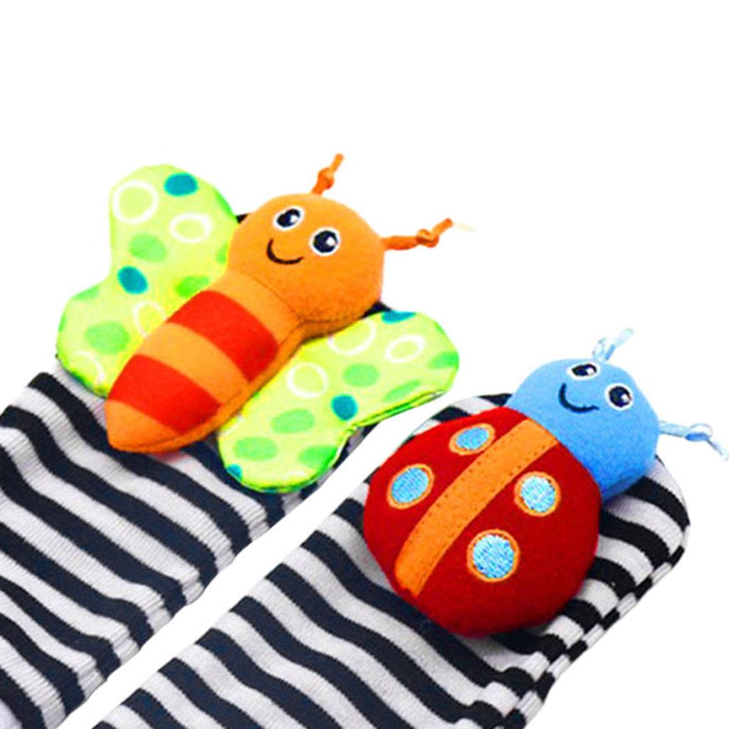 Soft Baby Toys Rattles Foot Finders Wrist Rattle Cute Animal