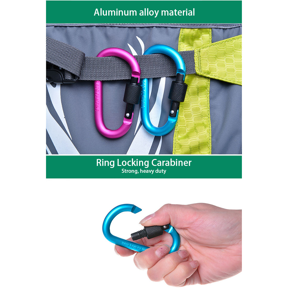 Móc Khóa Carabiner Dạng D Bằng Hợp Kim Nhôm Chịu Lực 35kg Cắm Trại Ngoài Trời Đi Bộ Đường Dài