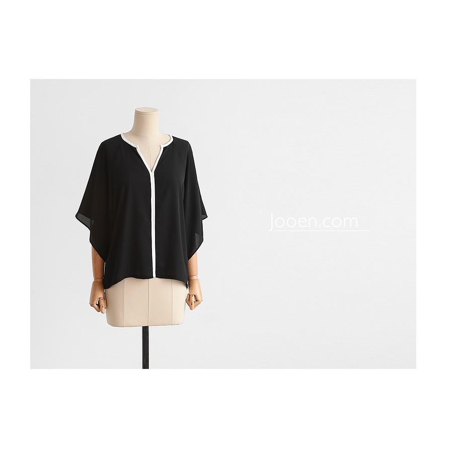 TK381-ÁO KIỂU VIỀN MÀU TAY NGẮN S-6XL