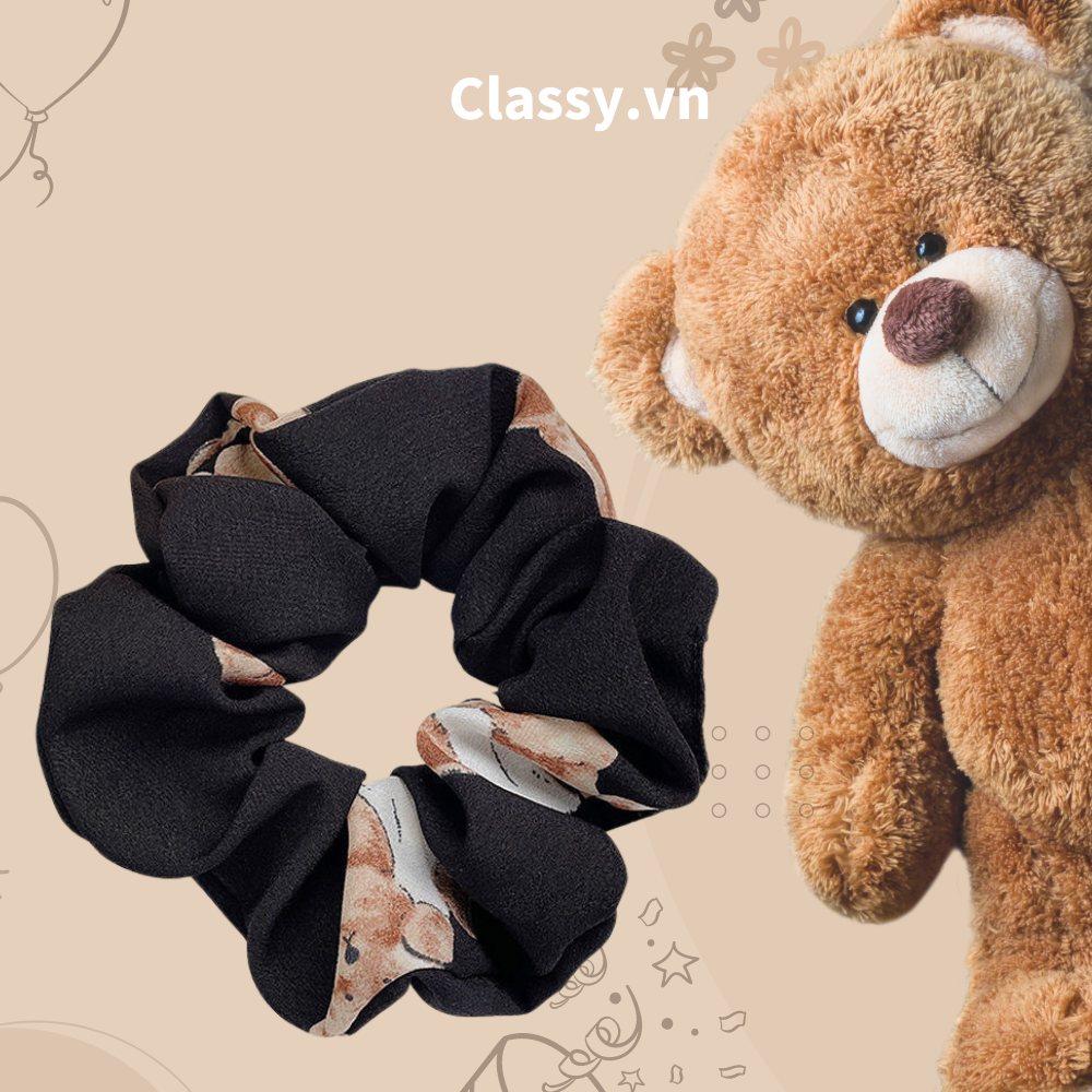 Dây cột tóc Classy họa tiết chú gấu siêu êm siêu bền PK1370