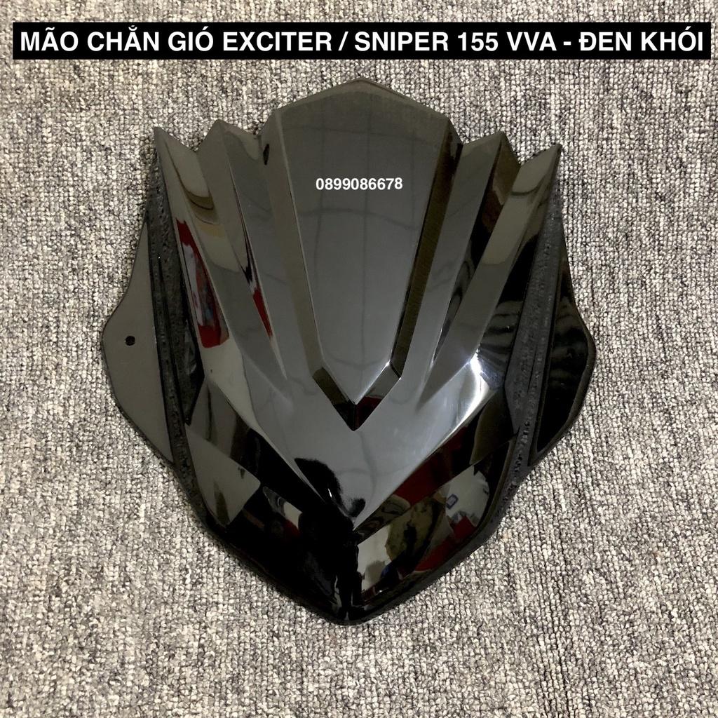 Kính Chắn Gió, Mão Đầu Dành Cho Exciter / Sniper 155 VVA - WindShield - Nhựa PC Đen, Phủ Titan