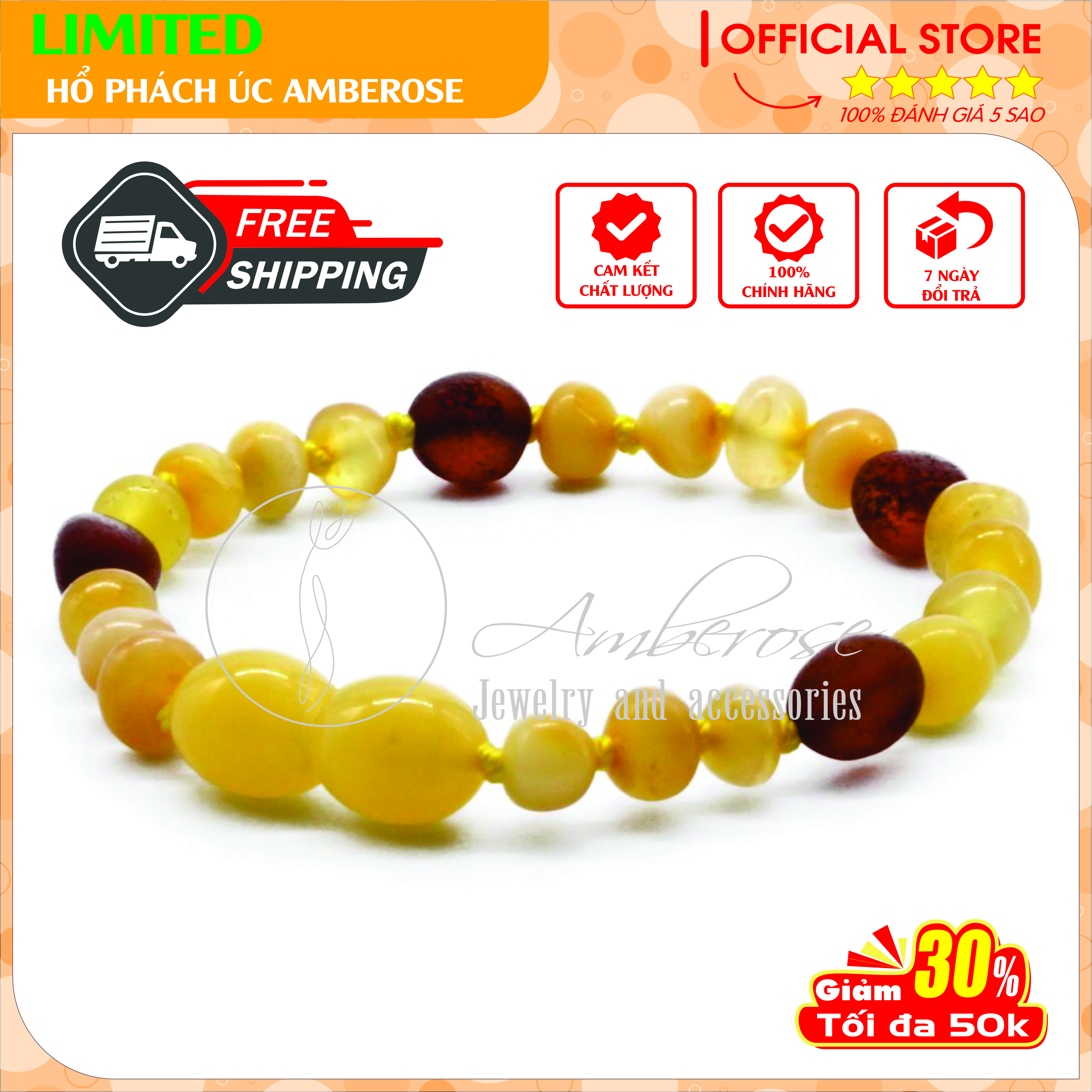 Bộ Vòng Amber Úc Cho Bé 0 - 10 tuổi ( Mẫu Đặc Biệt ) SABLMT17