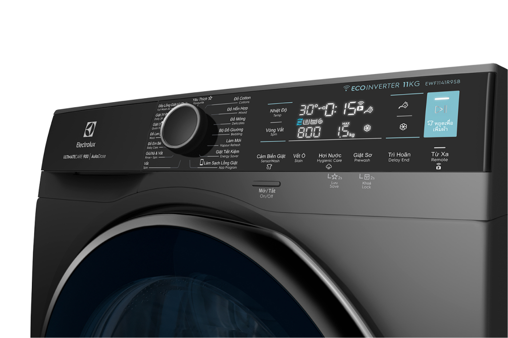 Máy giặt cửa trước Electrolux 11kg EWF1141R9SB - Cảm biến AI loại bỏ đến 49 loại vết bẩn, không cặn giặt tẩy, công nghệ HygienicCare diệt 99.9% vi khuẩn