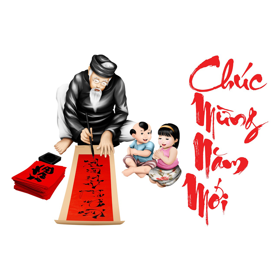 Decal Chúc Mừng Năm Mới Và Thư Pháp Lala Shop NY068 (60 x 90 cm)